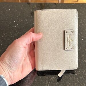 kate spade cream leather zip card wallet